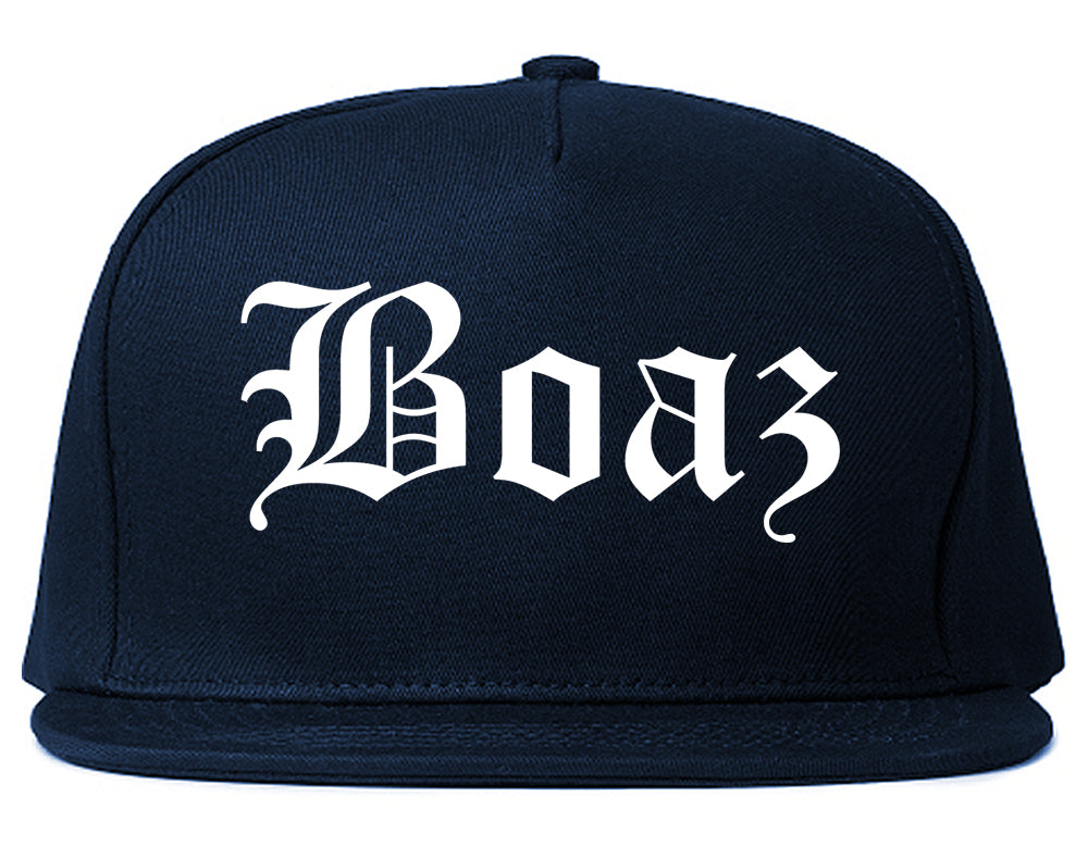 Boaz Alabama AL Old English Mens Snapback Hat Navy Blue