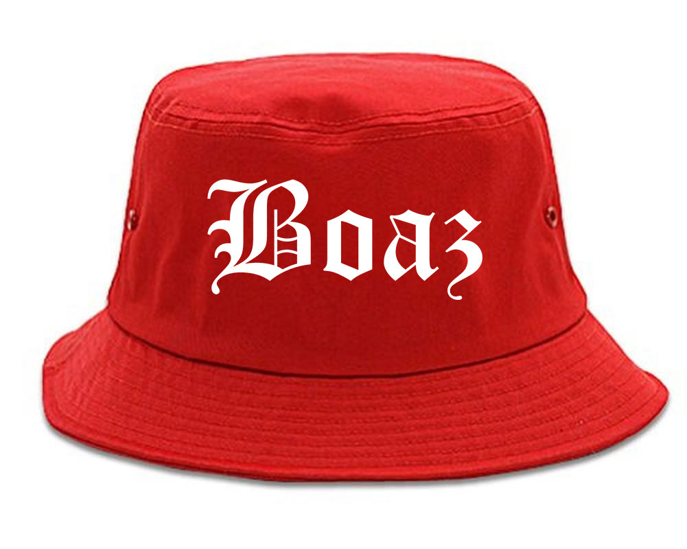 Boaz Alabama AL Old English Mens Bucket Hat Red