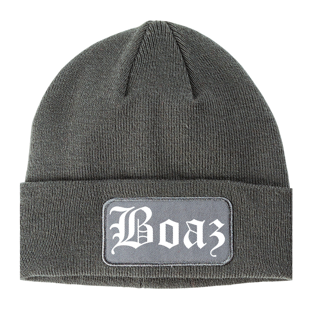Boaz Alabama AL Old English Mens Knit Beanie Hat Cap Grey