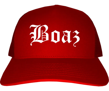 Boaz Alabama AL Old English Mens Trucker Hat Cap Red