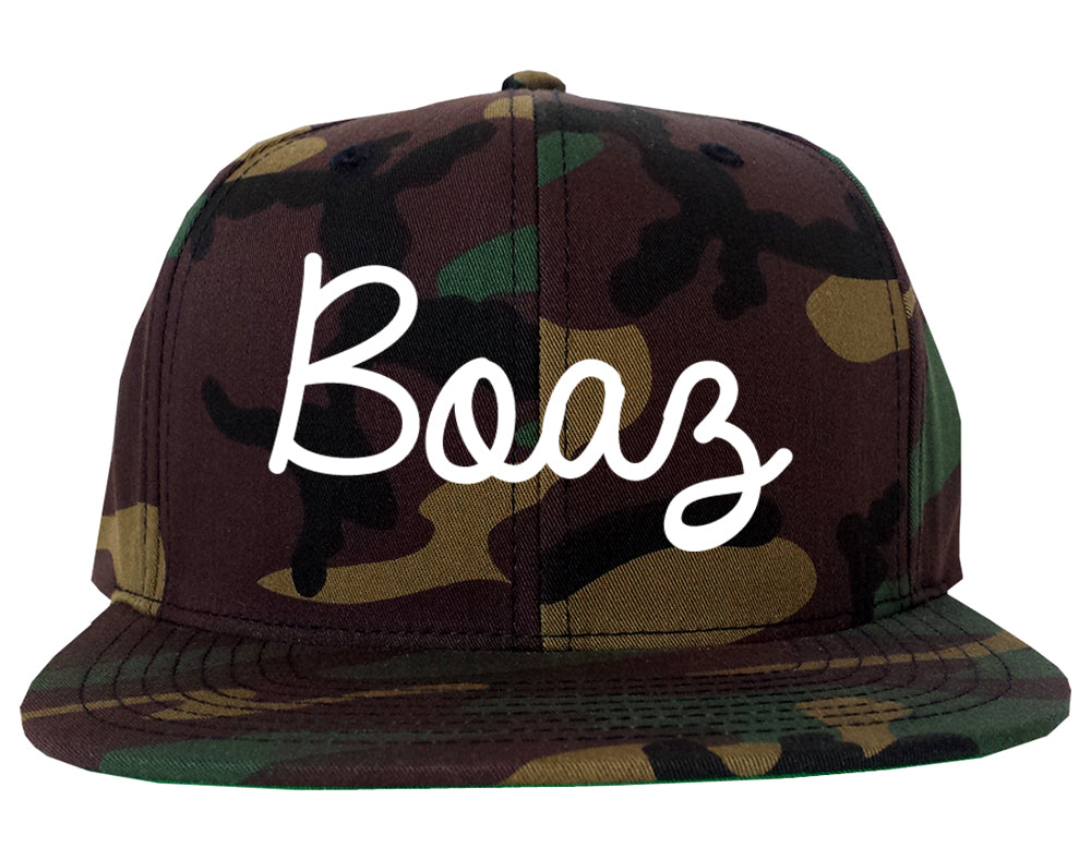 Boaz Alabama AL Script Mens Snapback Hat Army Camo