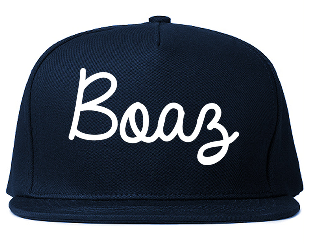 Boaz Alabama AL Script Mens Snapback Hat Navy Blue
