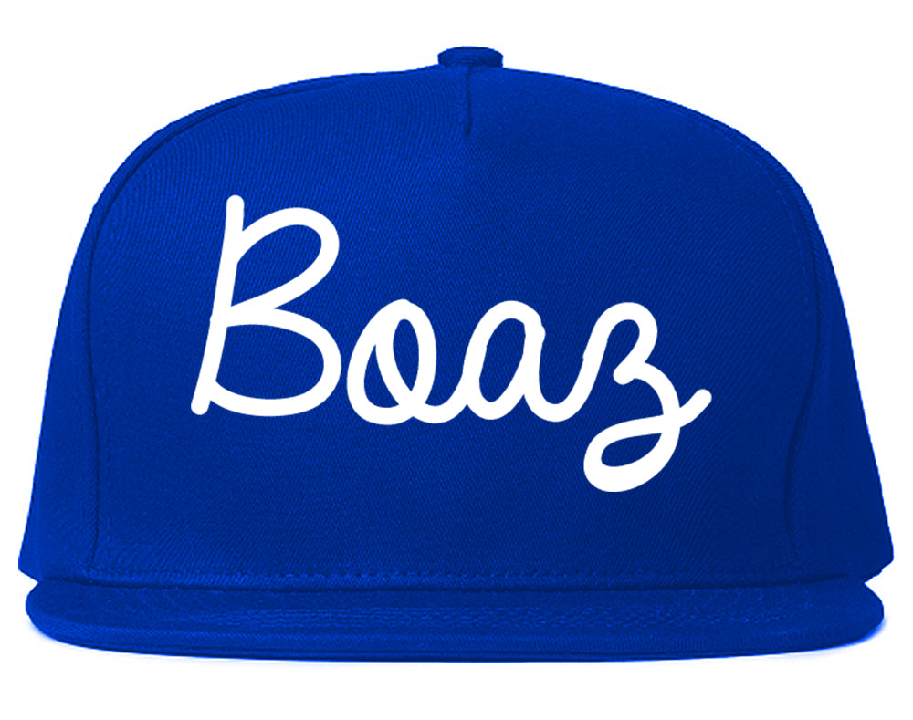 Boaz Alabama AL Script Mens Snapback Hat Royal Blue