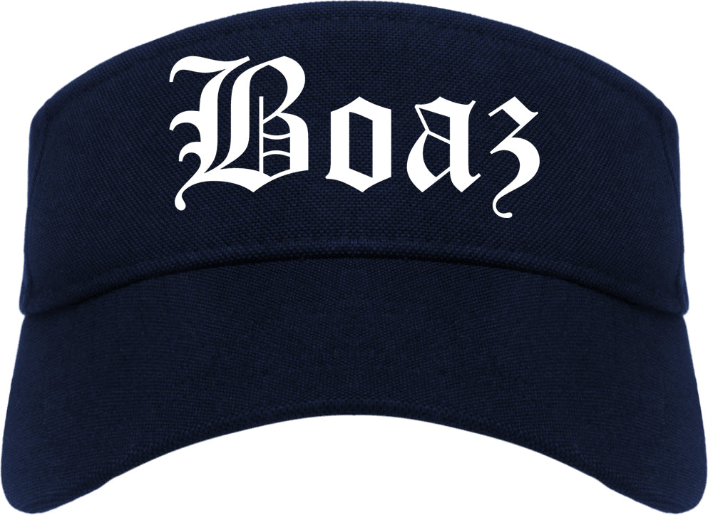 Boaz Alabama AL Old English Mens Visor Cap Hat Navy Blue