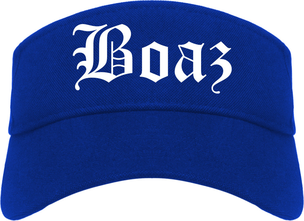 Boaz Alabama AL Old English Mens Visor Cap Hat Royal Blue