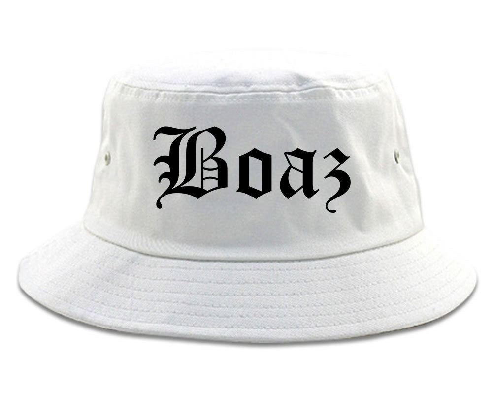 Boaz Alabama AL Old English Mens Bucket Hat White