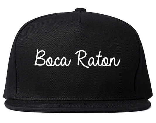 Boca Raton Florida FL Script Mens Snapback Hat Black