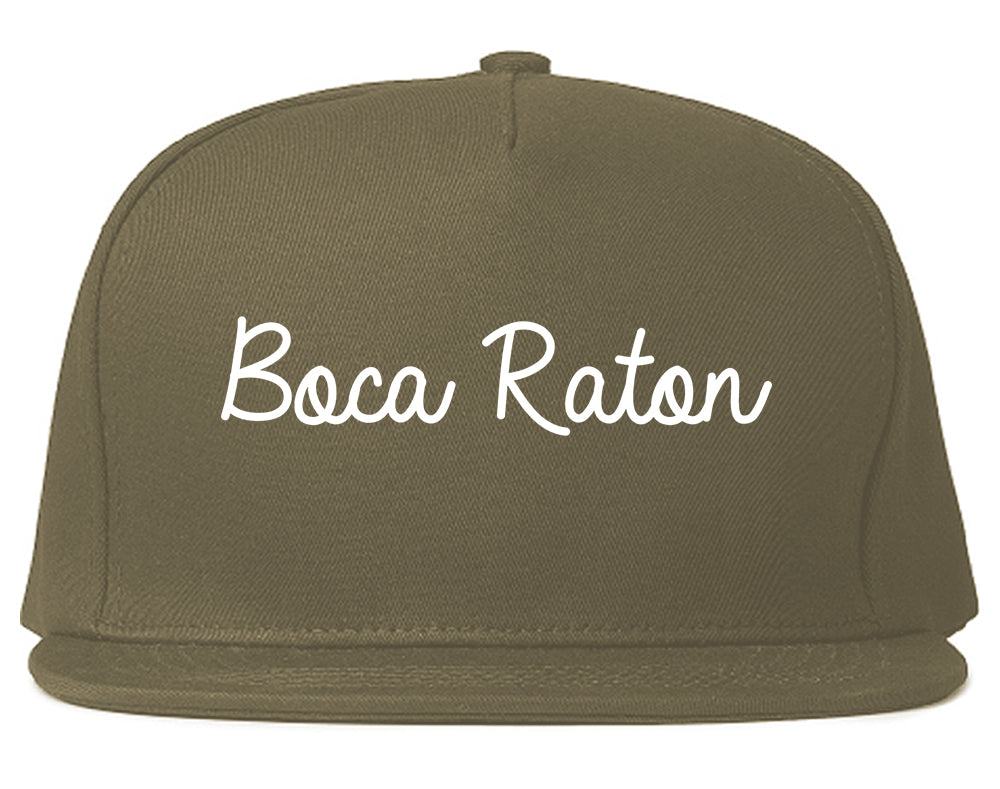 Boca Raton Florida FL Script Mens Snapback Hat Grey