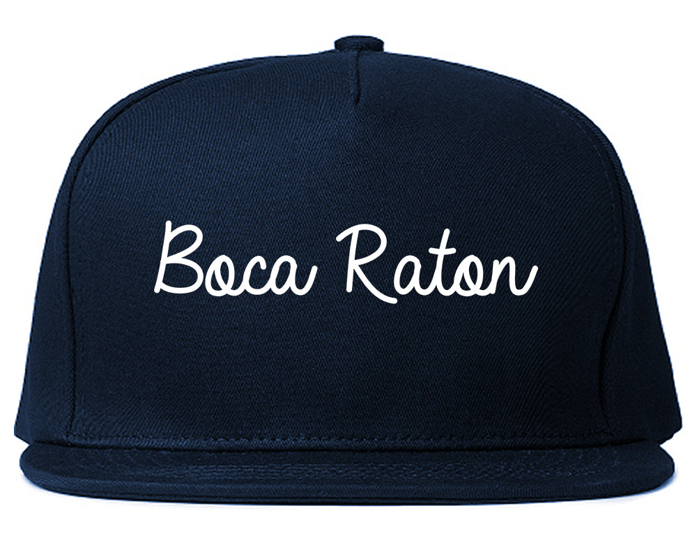 Boca Raton Florida FL Script Mens Snapback Hat Navy Blue