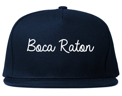 Boca Raton Florida FL Script Mens Snapback Hat Navy Blue