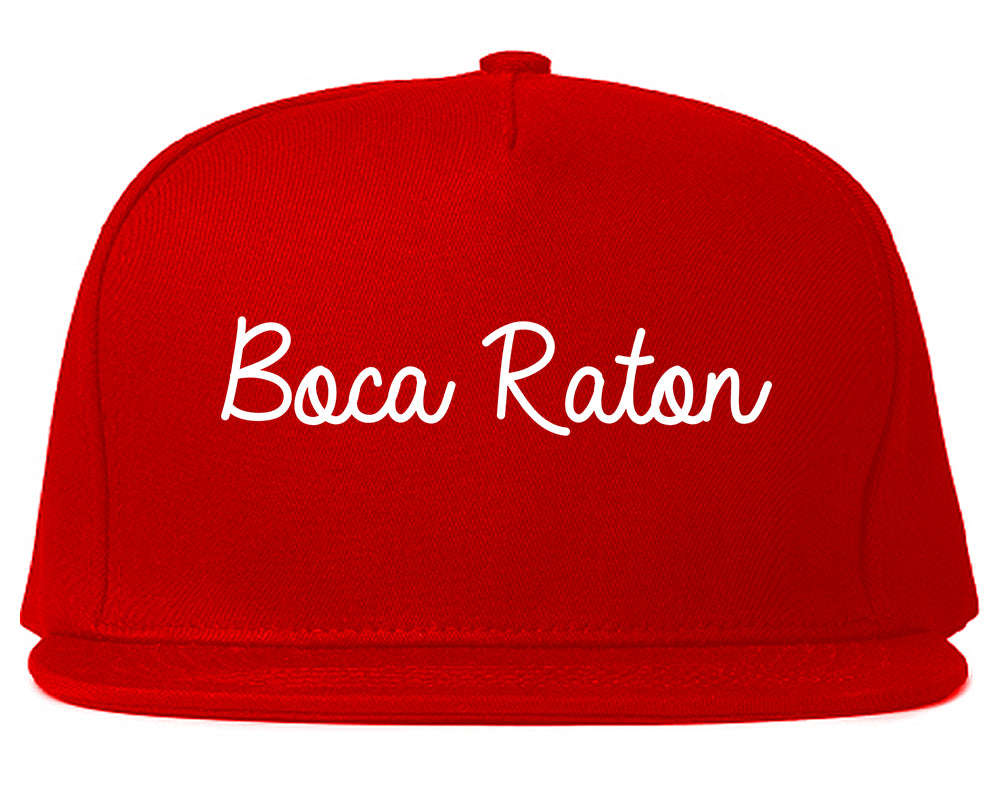 Boca Raton Florida FL Script Mens Snapback Hat Red