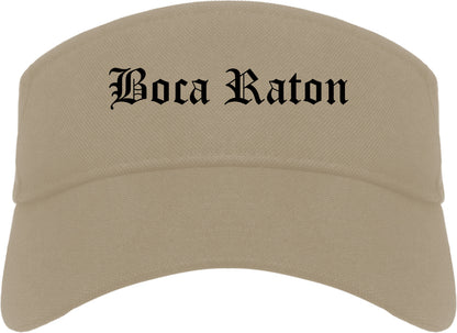 Boca Raton Florida FL Old English Mens Visor Cap Hat Khaki