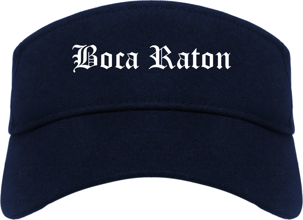 Boca Raton Florida FL Old English Mens Visor Cap Hat Navy Blue