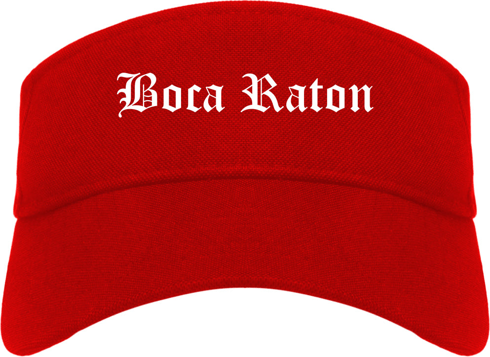 Boca Raton Florida FL Old English Mens Visor Cap Hat Red
