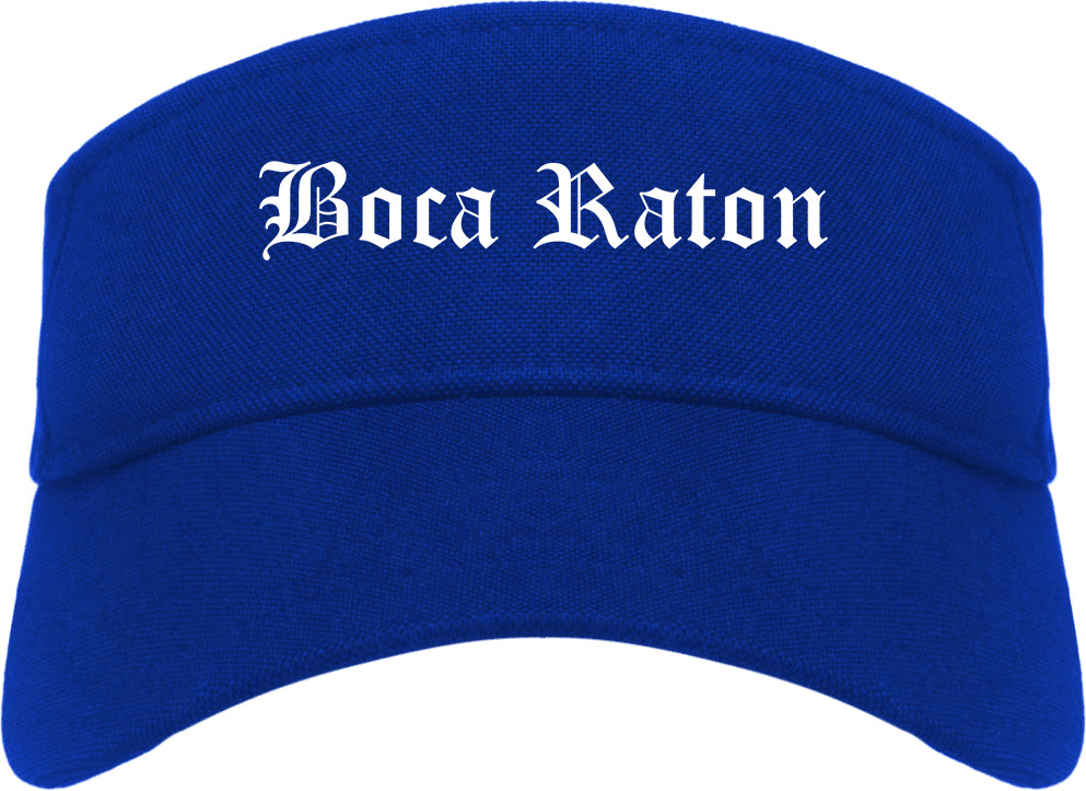 Boca Raton Florida FL Old English Mens Visor Cap Hat Royal Blue