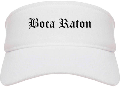 Boca Raton Florida FL Old English Mens Visor Cap Hat White