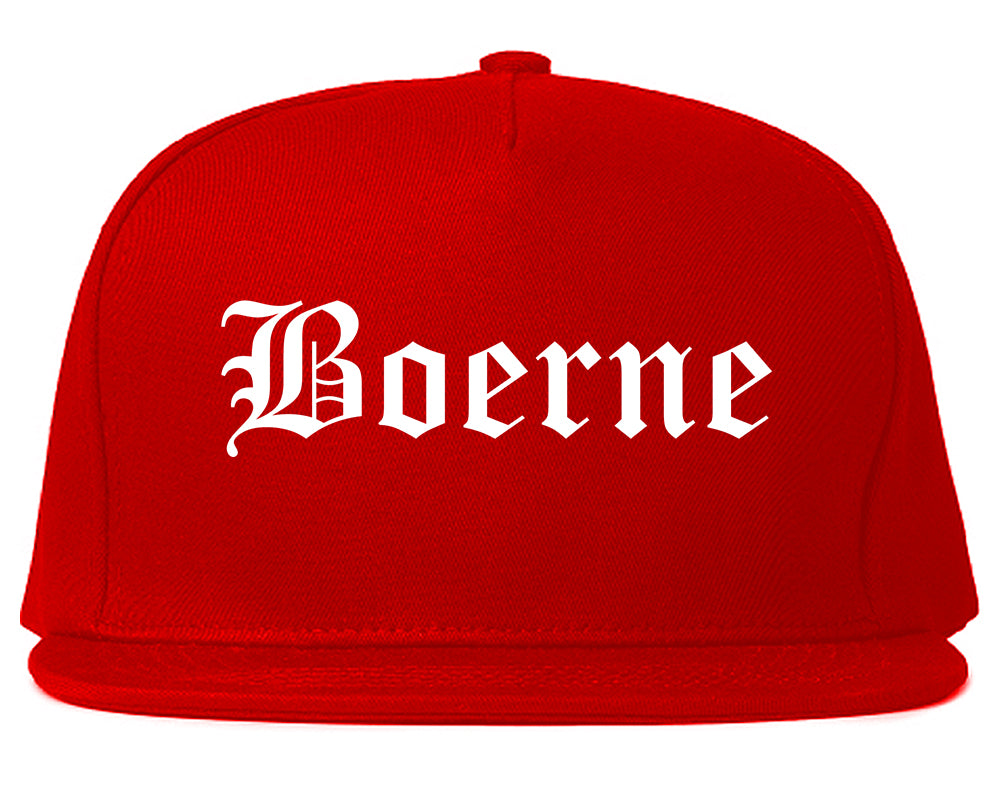 Boerne Texas TX Old English Mens Snapback Hat Red
