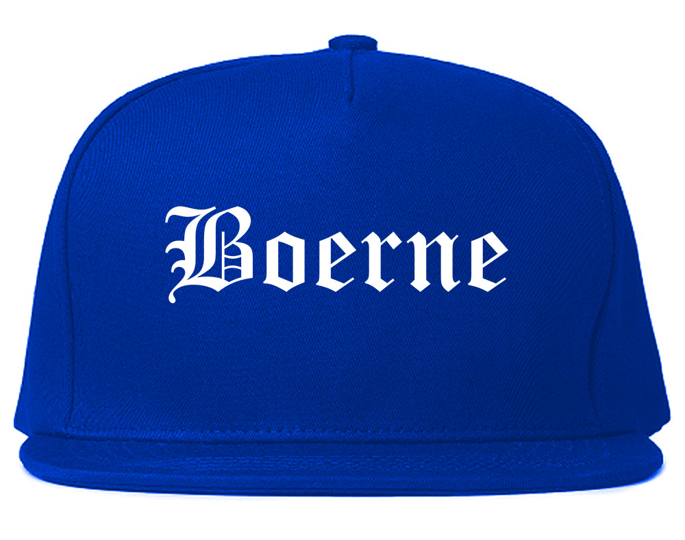 Boerne Texas TX Old English Mens Snapback Hat Royal Blue