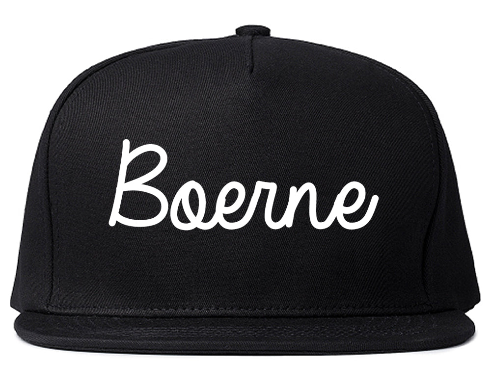 Boerne Texas TX Script Mens Snapback Hat Black