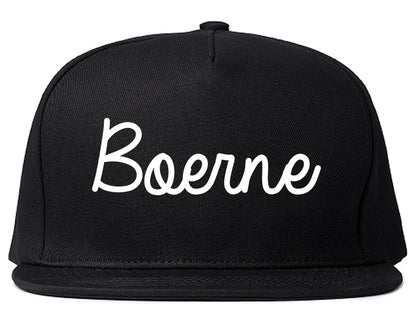 Boerne Texas TX Script Mens Snapback Hat Black