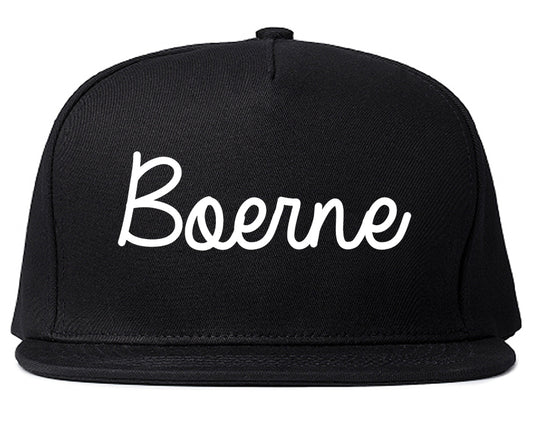 Boerne Texas TX Script Mens Snapback Hat Black