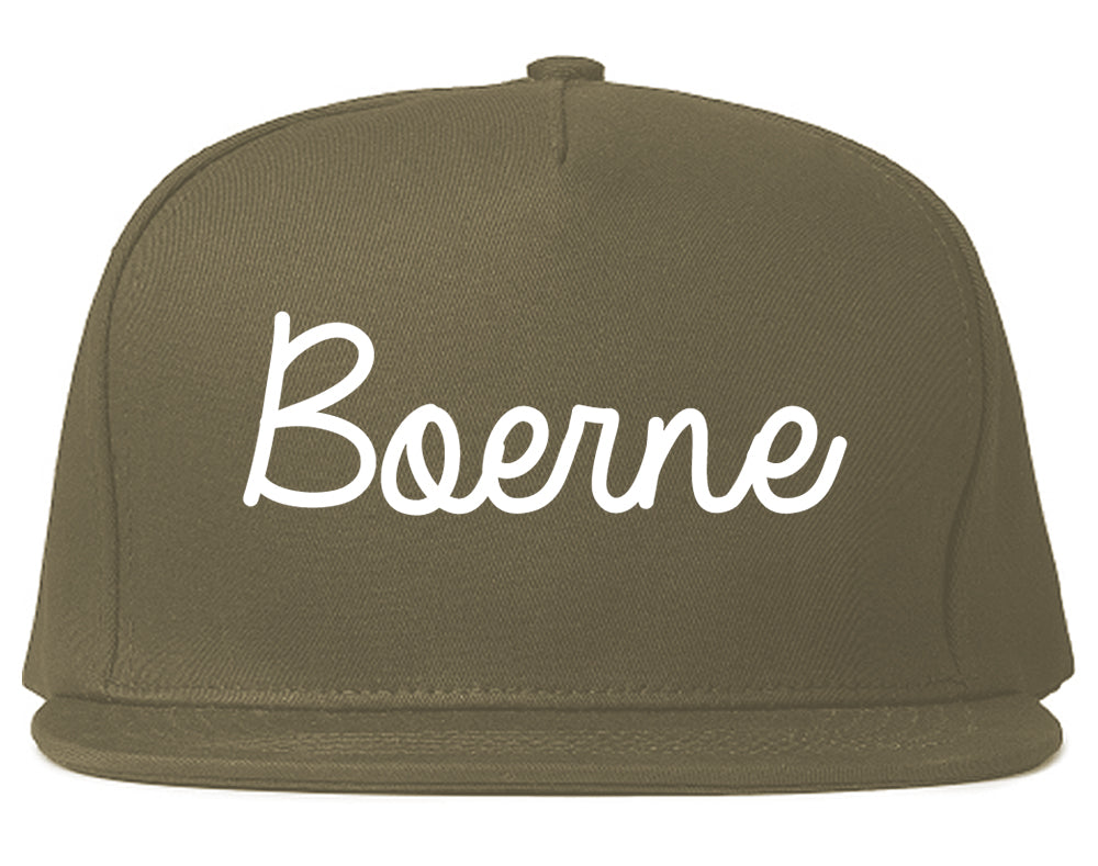 Boerne Texas TX Script Mens Snapback Hat Grey