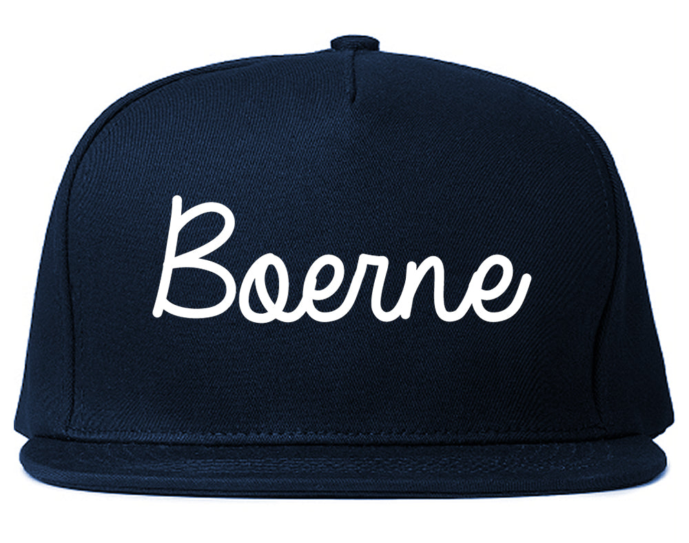 Boerne Texas TX Script Mens Snapback Hat Navy Blue