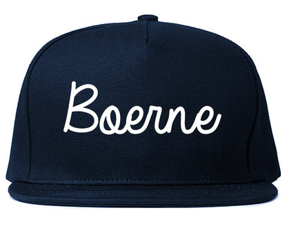 Boerne Texas TX Script Mens Snapback Hat Navy Blue