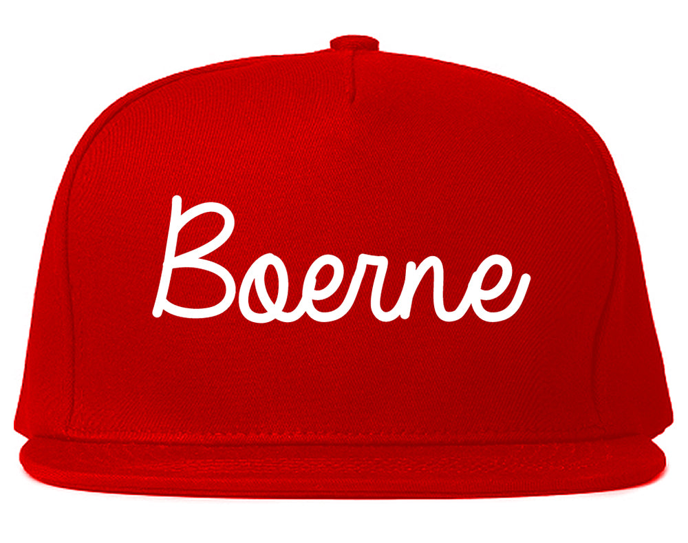 Boerne Texas TX Script Mens Snapback Hat Red