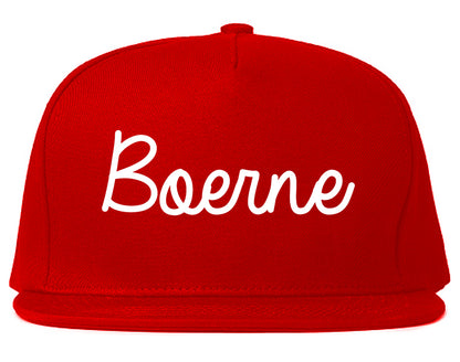 Boerne Texas TX Script Mens Snapback Hat Red