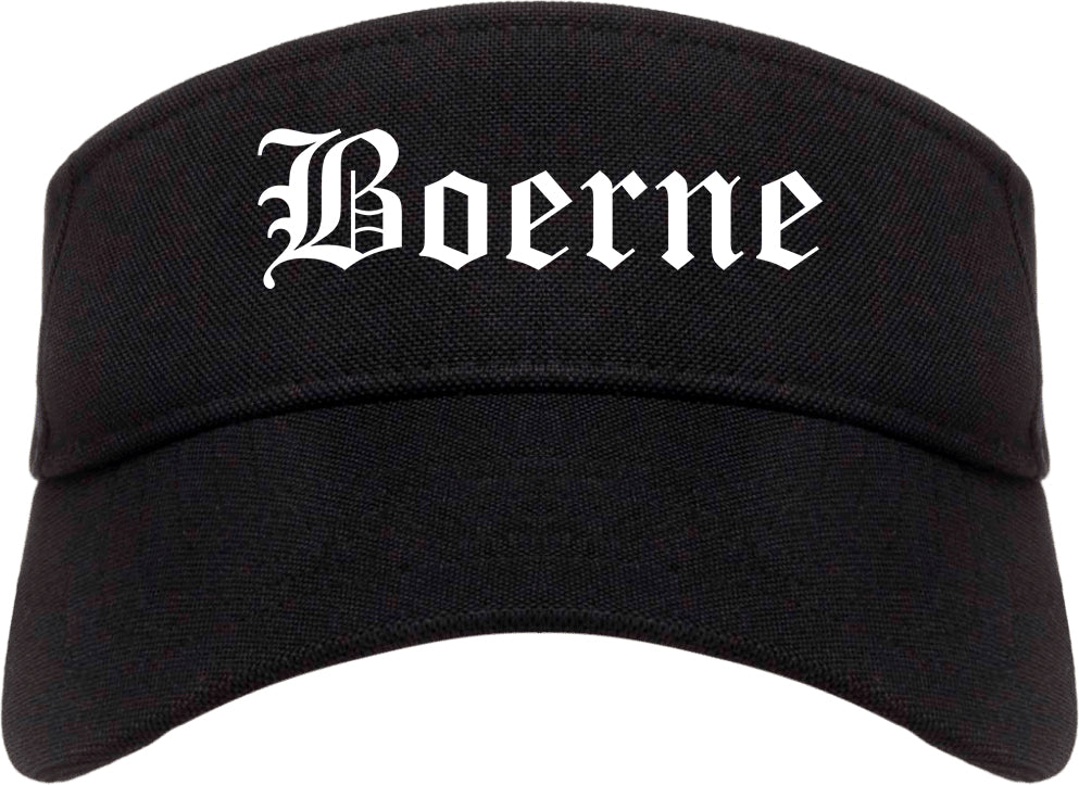 Boerne Texas TX Old English Mens Visor Cap Hat Black