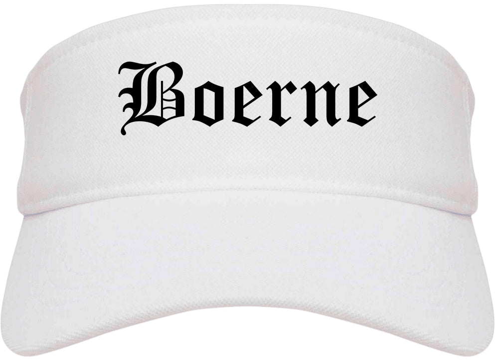 Boerne Texas TX Old English Mens Visor Cap Hat White