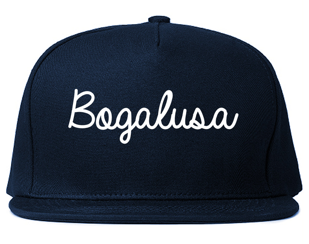 Bogalusa Louisiana LA Script Mens Snapback Hat Navy Blue