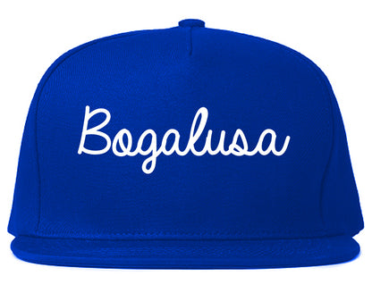 Bogalusa Louisiana LA Script Mens Snapback Hat Royal Blue