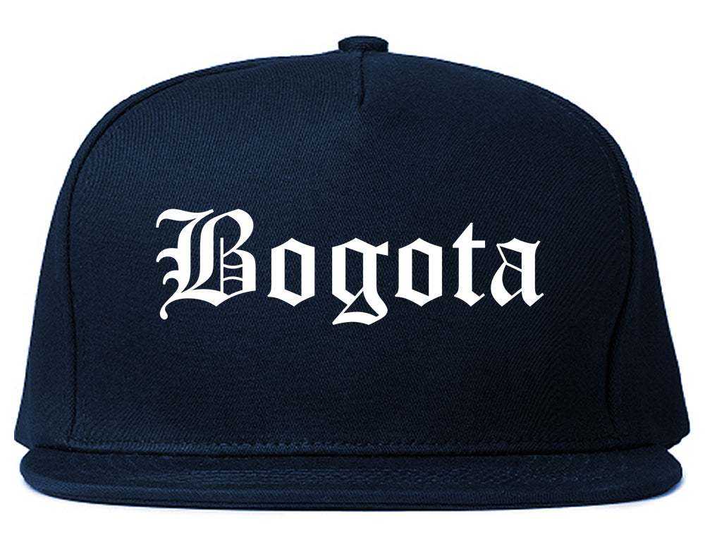 Bogota New Jersey NJ Old English Mens Snapback Hat Navy Blue