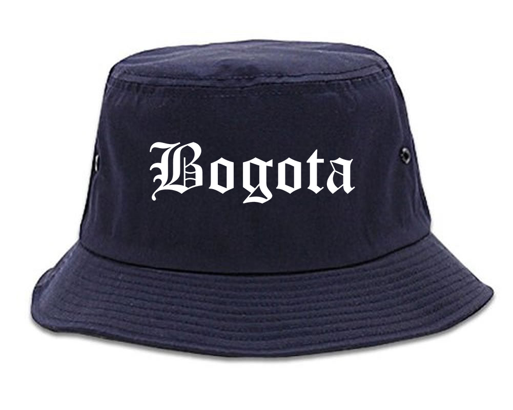 Bogota New Jersey NJ Old English Mens Bucket Hat Navy Blue