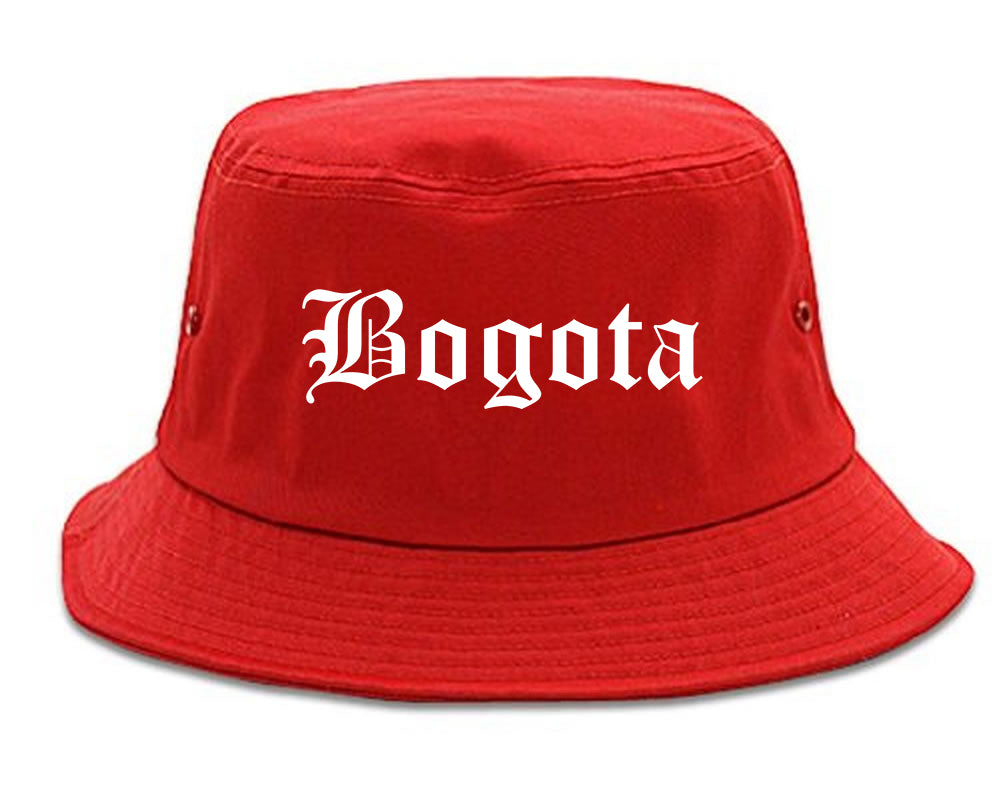 Bogota New Jersey NJ Old English Mens Bucket Hat Red