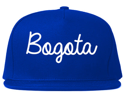 Bogota New Jersey NJ Script Mens Snapback Hat Royal Blue