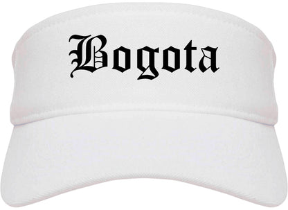 Bogota New Jersey NJ Old English Mens Visor Cap Hat White
