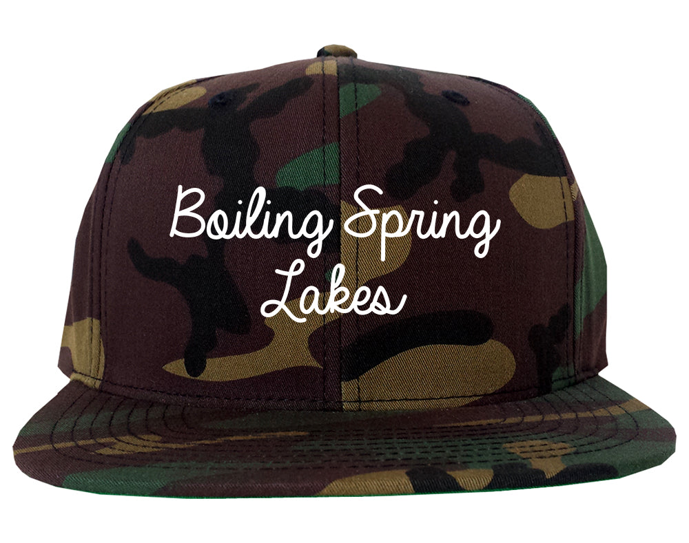 Boiling Spring Lakes North Carolina NC Script Mens Snapback Hat Army Camo
