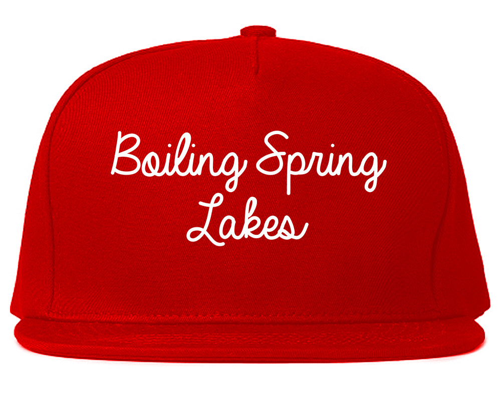 Boiling Spring Lakes North Carolina NC Script Mens Snapback Hat Red