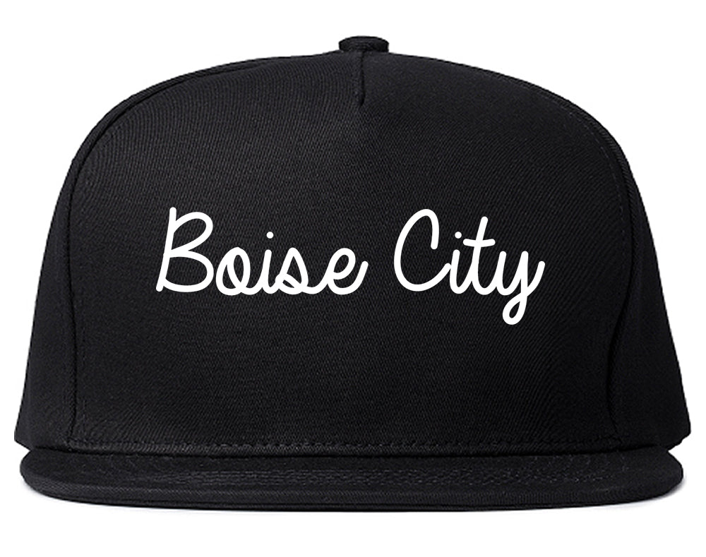 Boise City Idaho ID Script Mens Snapback Hat Black