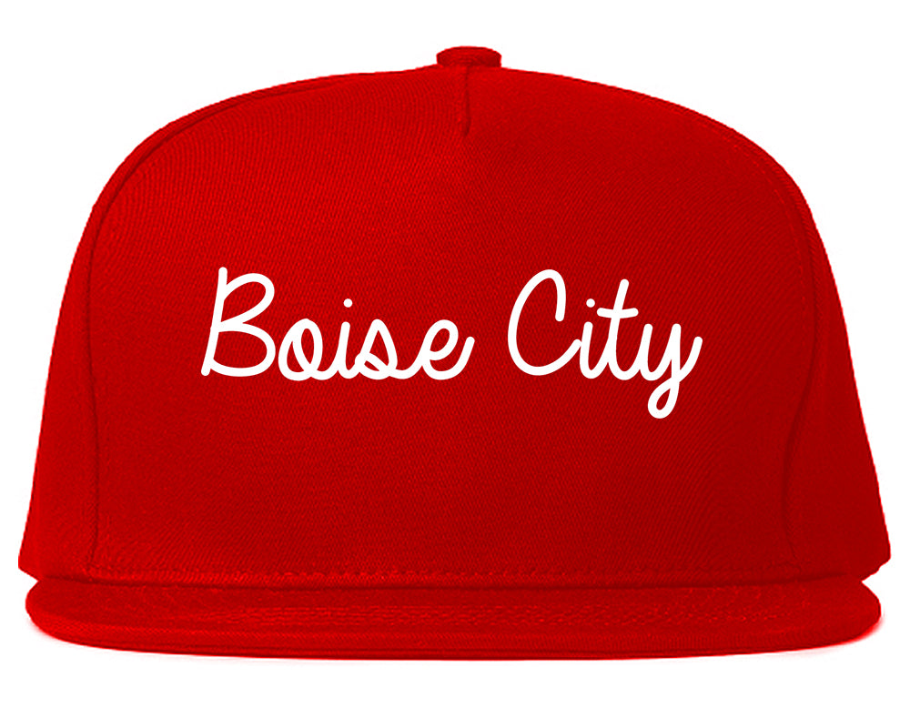 Boise City Idaho ID Script Mens Snapback Hat Red