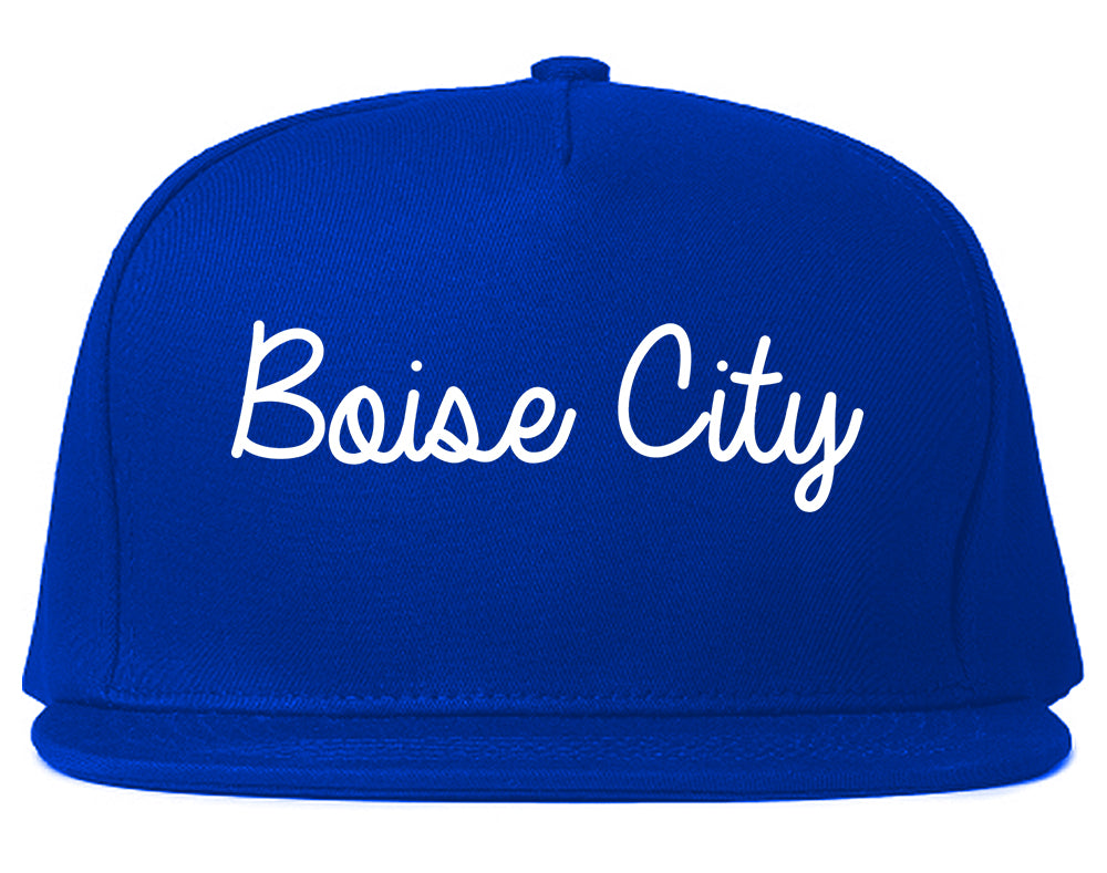 Boise City Idaho ID Script Mens Snapback Hat Royal Blue