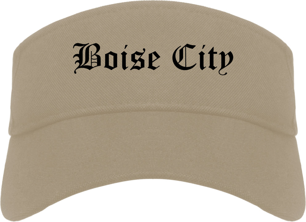 Boise City Idaho ID Old English Mens Visor Cap Hat Khaki