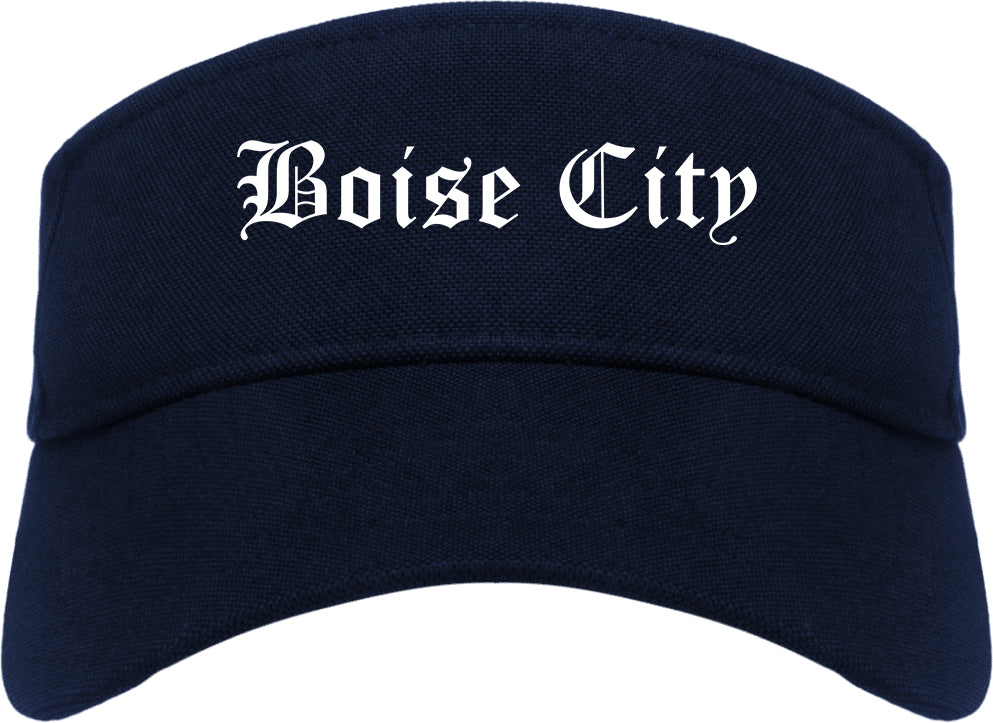 Boise City Idaho ID Old English Mens Visor Cap Hat Navy Blue