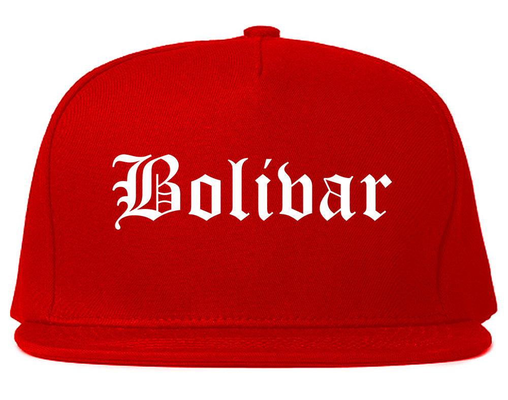 Bolivar Missouri MO Old English Mens Snapback Hat Red