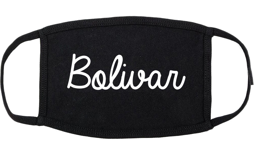 Bolivar Missouri MO Script Cotton Face Mask Black