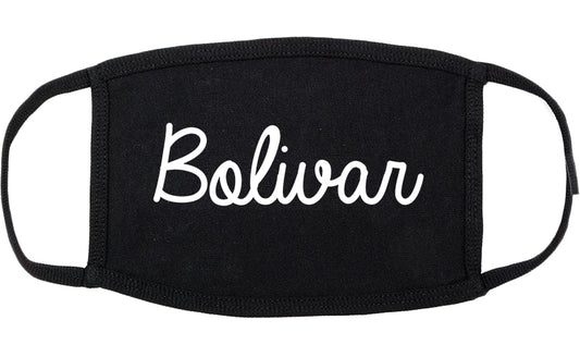 Bolivar Missouri MO Script Cotton Face Mask Black