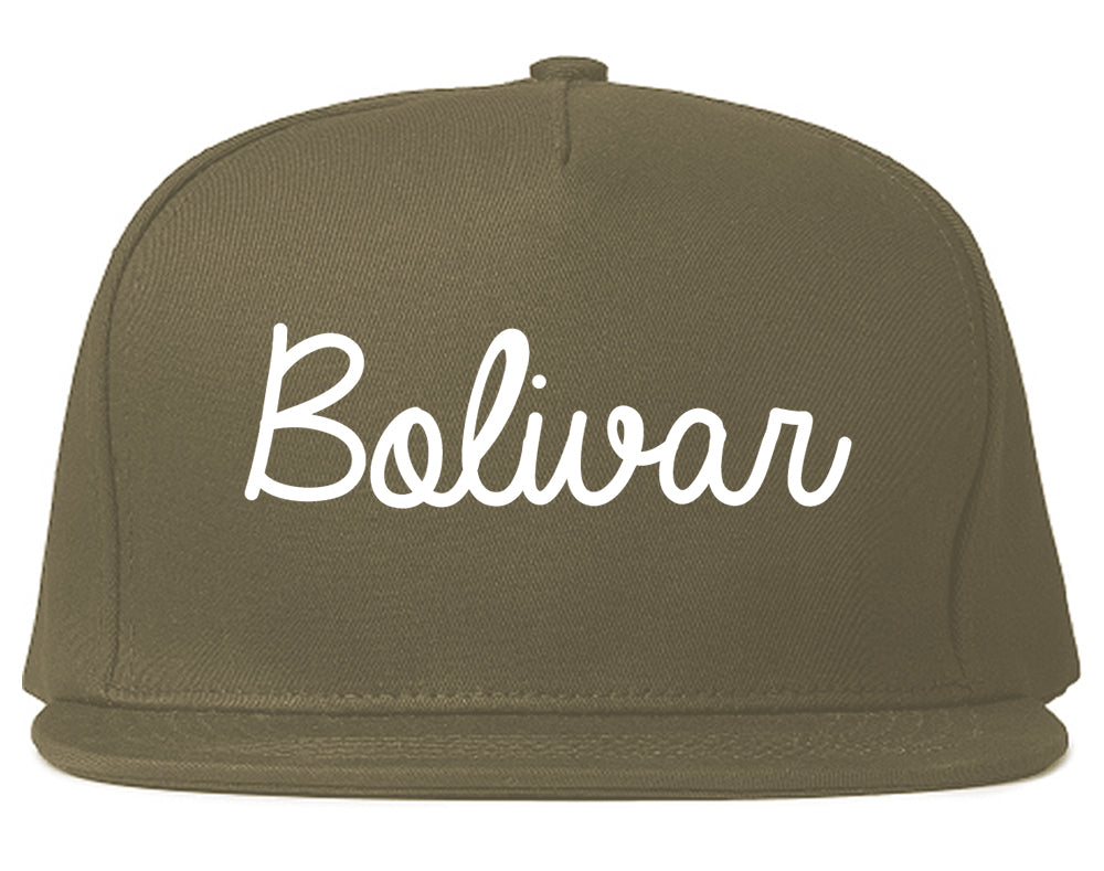 Bolivar Missouri MO Script Mens Snapback Hat Grey